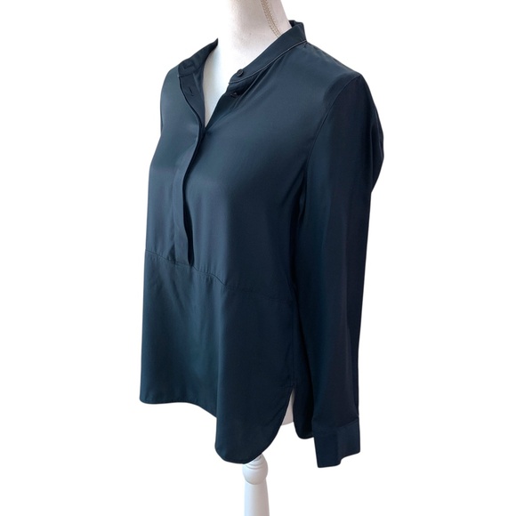 Lafayette 148 Long Sleeve Half Button Beaded Collar Silk Popover Blouse Sz M - Picture 4 of 16